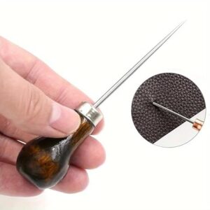 أداة ثقب يدوية من خشب الزان،مزودة بمخروط معدني ، ومقبض مريح بطول 11.51 سم،