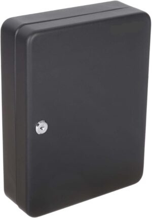 صندوق تخزين مفاتيح معدني أسود شديد التحمل من MySouqEg مزود بقفل، أسود اللون،