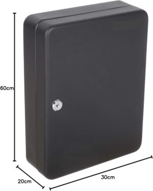 صندوق تخزين مفاتيح معدني أسود شديد التحمل من MySouqEg مزود بقفل، أسود اللون،