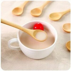 (6 قطع) ملاعق خشبية صغيرة - ملاعق صغيرة لطعام صحي ولذيذ