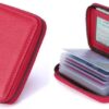 محفظة بطاقات من جلد البولي يوريثان بسحاب، 20 فتحة لتنظيم بطاقات الائتمان