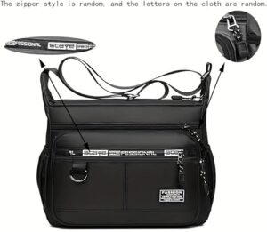 حقيبة كتف احترافية حقيبة كروسبودي متعددة الجيوب، سوداء اللون، مصنوعة من النايلون المقاوم للماء