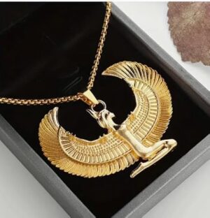 قلادة على شكل أجنحة إلهة مصرية قديمة، مجوهرات عصرية مميزة-B0G4JYJCFK