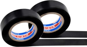 (قطعتان) شريط لحام عازل كهربائي مصنوع من البلاستيك، لفة واحدة بقياس 18 مم × 20 م - (أسود)