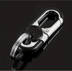 سلسلة مفاتيح للرجال مع خطاف من الفولاذ المقاوم للصدأ وحلقات تثبيت خارجية وأداة تسلق وحلقة مزدوجة لصيد الأسماك في السيارة وملحقات السيارة-B0G4JW148C