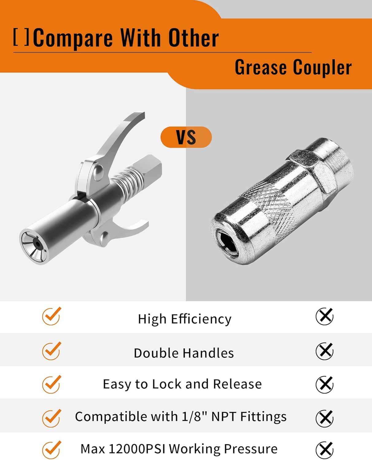 6143AhBk8uL._AC_SL1500_ وصلة مسدس شحم عالي الضغط شديد التحمل بتصميم سريع القفل ومانع للتسرب