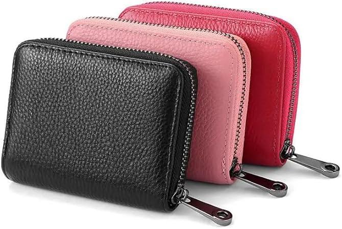 محفظة بطاقات من جلد البولي يوريثان بسحاب، 20 فتحة