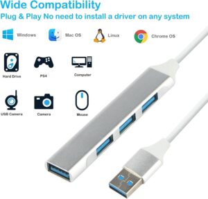 موزع بيانات فائق النحافة بأربعة منافذ USB 3.0 - اتصال عالي السرعة لأجهزة الكمبيوتر