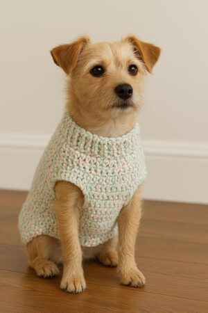 سترة كلاب كروشيه مصنوعة يدويًا بفتحات أرجل محيط الرقبة