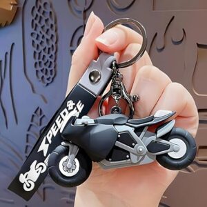 سلسلة مفاتيح على شكل دراجة نارية مع حزام، إكسسوار تزييني مبتكر لمفاتيح السيارة