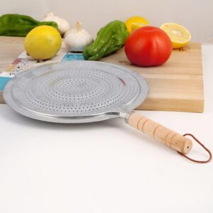 صفيحة توزيع حرارة MOVKZACV لموقد الغاز صفيحة حماية من اللهب مع مقبض خشبي،