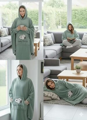 سترة بغطاء رأس قابلة للارتداء من ألياف الشيربا فائقة النعومة