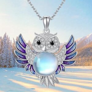 قلادة البومة الساحرة بحجر القمر-B0G648L1D5