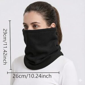 غطاء رقبة حراري مقاوم للرياح من MySouqEg، أسود اللون، مبطن بالفرو،