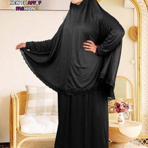 61l88iol97L._AC_SY500_ طقم صلاة أسدال، قطعتان، مصنوع من ألياف قطنية ناعمة الملمس،