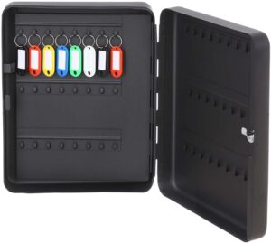 صندوق تخزين مفاتيح معدني أسود شديد التحمل من MySouqEg مزود بقفل، أسود اللون،