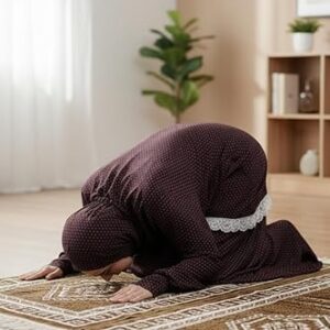 61qg4ddw18L._AC_SY500_ طقم خمار وتنورة صلاة نسائي - قطن وليكرا مريح وخفيف الوزن - مناسب للصلاة، مقاس واحد