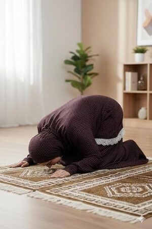 طقم خمار وتنورة صلاة نسائي - قطن وليكرا مريح وخفيف الوزن - مناسب للصلاة، مقاس واحد