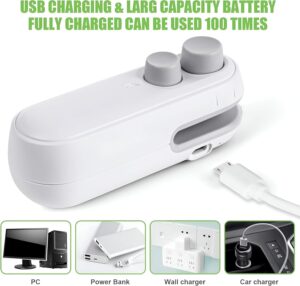 مانع تسرب وغلق الأكياس - 2 في 1 مانع تسرب وقاطع حراري صغير قابل لإعادة الشحن، طاقة 16 وات مع بطارية 300 مللي أمبير في الساعة، يغلق جميع أنواع الحقائب بإحكام - 9 سم × 4 سم-B0G446483D