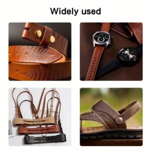 أداة ثقب الجلد قابلة للتعديل مع 6 رؤوس قابلة للتبديل،ثقب يدوية لأعمال الجلد، مقبض أسود