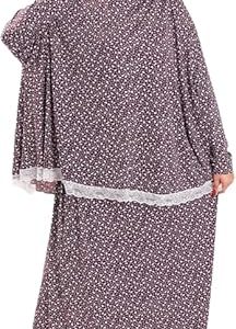 طقم خمار وتنورة صلاة نسائي - قطن وليكرا مريح وخفيف الوزن - مناسب للصلاة، مقاس واحد