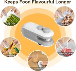 مانع تسرب وغلق الأكياس - 2 في 1 مانع تسرب وقاطع حراري صغير قابل لإعادة الشحن، طاقة 16 وات مع بطارية 300 مللي أمبير في الساعة، يغلق جميع أنواع الحقائب بإحكام - 9 سم × 4 سم-B0G446483D