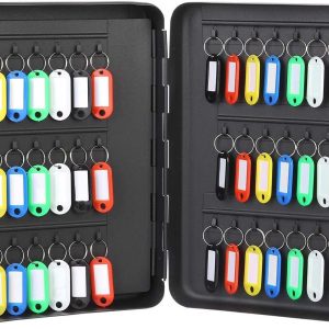 صندوق تخزين مفاتيح معدني أسود شديد التحمل من MySouqEg مزود بقفل، أسود اللون،