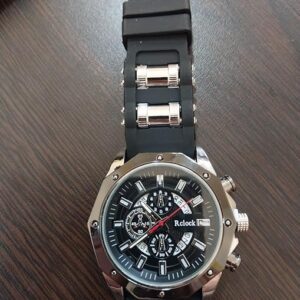 712BZI0KcWL._AC_SY679_ ساعة رياضية رجالية أنيقة من الفولاذ المقاوم للصدأ مع سوار سيليكون أسود - هدية