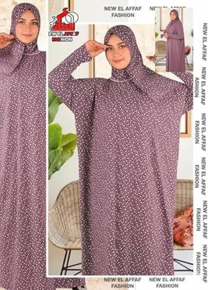 حجاب قطعة واحدة بنقشة زهور مربعة، مصنوع من القطن المريح