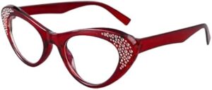 نظارات قراءة بتصميم عين القطة مرصعة بأحجار الراين، تكبير من +1.0 إلى +4.0، حجب الضوء الأزرق، نظارات أنيقة للنساء والرجال، إطار أسود - اختر مقاسك