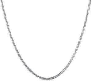 قلادة فضية بسلسلة للرجال والنساء - قلادة ثقيلة بسلسلة ثعبان للرجال والنساء - طول القلادة الفضية  50؛ 55؛60 سم