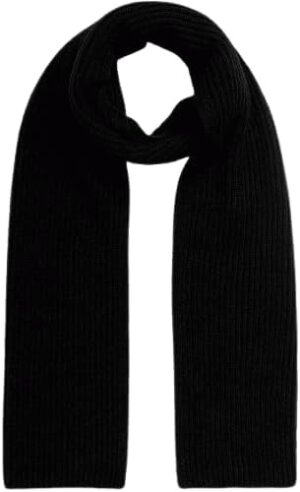 وشاح شتوي طويل كلاسيكي للرجال والنساء - وشاح حراري محبوك مضلع فاخر - ناعم ودافئ - أسود سادة، الطول 230 سم، العرض 12 سم