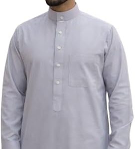 ثوب رجالي رمادي أنيق وكلاسيكي، مثالي للارتداء اليومي والصلاة