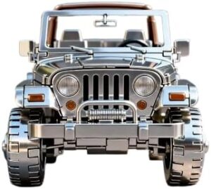 أحجية معدنية ثلاثية الأبعاد لسيارة جيب فضية مكشوفة للطرق الوعرة، نموذج تجميع مجسم، أحجية إبداعية يدوية الصنع للكبار