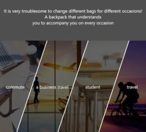 حقيبة ظهر للكمبيوتر المحمول للأعمال - تصميم أنيق وبسيط - 40×30 سم - حقيبة سفر مقاومة للماء للرجال والنساء - أسود