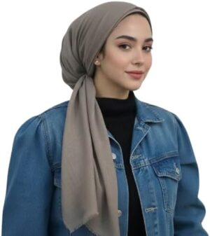 وشاح مربع فاخر للنساء - حجاب وغطاء رأس ناعم الملمس كالكتان