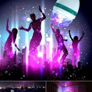 41XA3DtpgeL._AC_ مصباح مسرح كرة ديسكو دوار RGB E27، كرة سحرية كريستالية LED بمحرك مدمج 5 واط، 80 مم × 150 مم
