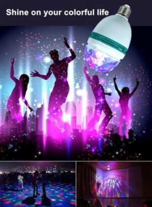 مصباح مسرح كرة ديسكو دوار RGB E27، كرة سحرية كريستالية LED بمحرك مدمج 5 واط، 80 مم × 150 مم