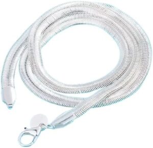 قلادة فضية بسلسلة للرجال والنساء - قلادة ثقيلة بسلسلة ثعبان للرجال والنساء - طول القلادة الفضية  50؛ 55؛60 سم