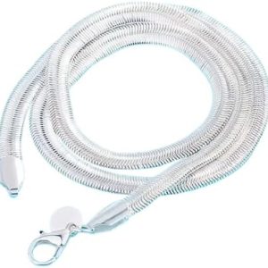 قلادة فضية بسلسلة للرجال والنساء - قلادة ثقيلة بسلسلة ثعبان للرجال والنساء - طول القلادة الفضية 50؛ 55؛60 سم