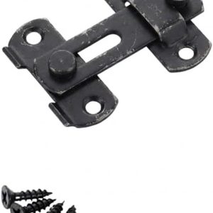 مزلاج قفل باب منزلق من الفولاذ المقاوم للصدأ، مزلاج من النوع A لتركيبات الخزائن المفصلية مع 4 براغي (أسود)