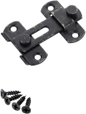 مزلاج قفل باب منزلق من الفولاذ المقاوم للصدأ، مزلاج من النوع A لتركيبات الخزائن المفصلية مع 4 براغي (أسود)