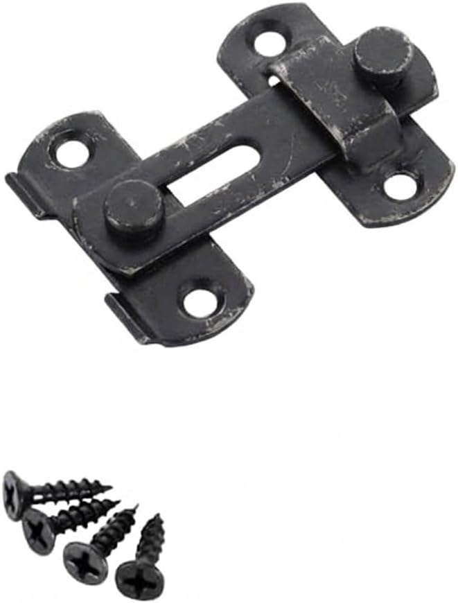 مزلاج قفل باب منزلق من الفولاذ المقاوم للصدأ، مزلاج من النوع A لتركيبات الخزائن المفصلية مع 4 براغي (أسود) 1 مزلاج قفل باب منزلق من الفولاذ المقاوم للصدأ، مزلاج من النوع A لتركيبات الخزائن المفصلية مع 4 براغي (أسود)