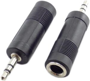 محول صوت من 3.5 ملم إلى 6.35 ملم، محول مقبس ستيريو من أنثى إلى ذكر، أسود (قطعتان - أسود)