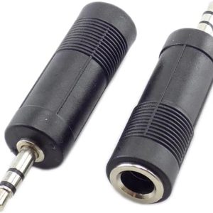 محول صوت من 3.5 ملم إلى 6.35 ملم، محول مقبس ستيريو من أنثى إلى ذكر، أسود (قطعتان - أسود)
