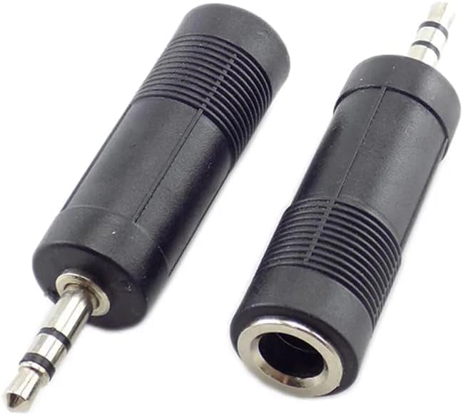 محول صوت من 3.5 ملم إلى 6.35 ملم، محول مقبس ستيريو من أنثى إلى ذكر، أسود (قطعتان - أسود) 1 محول صوت من 3.5 ملم إلى 6.35 ملم، محول مقبس ستيريو من أنثى إلى ذكر، أسود (قطعتان - أسود)