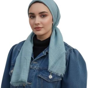 وشاح مربع فاخر للنساء - حجاب وغطاء رأس ناعم الملمس كالكتان