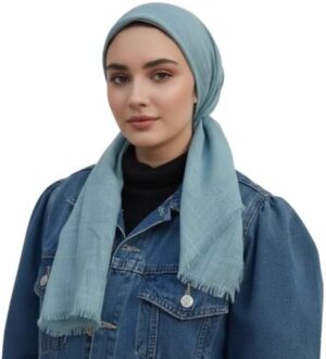 وشاح مربع فاخر للنساء - حجاب وغطاء رأس ناعم الملمس كالكتان