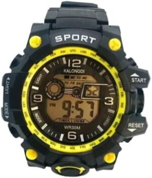 ساعة رياضية رقمية عسكرية تكتيكية للرجال - عرض التوقيت المزدوج، إضاءة خلفية LED، ساعة توقيت، ومنبه - ساعة يد متينة للاستخدام الخارجي مع سوار مطاطي