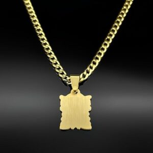 قلادة من الفولاذ المقاوم للصدأ مزينة بقلادة من الخط العربي، وسلسلة ذهبية، ومجوهرات إسلامية للجنسين، بتصميم هندسي مستوحى من الطراز الفرنسي، ولمسة نهائية مصقولة